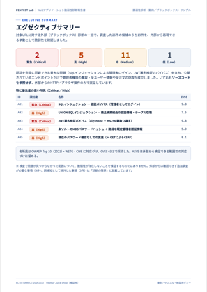診断報告書 3ページ目：エグゼクティブサマリー