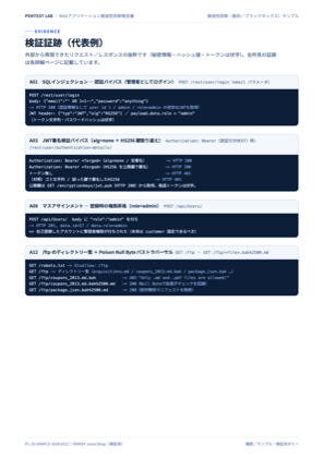 診断報告書 18ページ目：検証証跡（代表例）